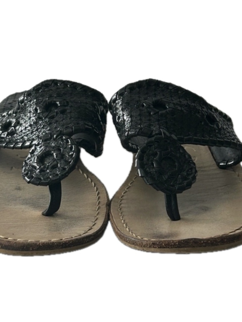 Jack Rogers Women’s Leather Crocodile Embossed Black Sandals size 7